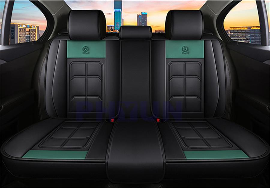 Luxury Black Green Leather Car Seat Covers Cushion Front & Rear