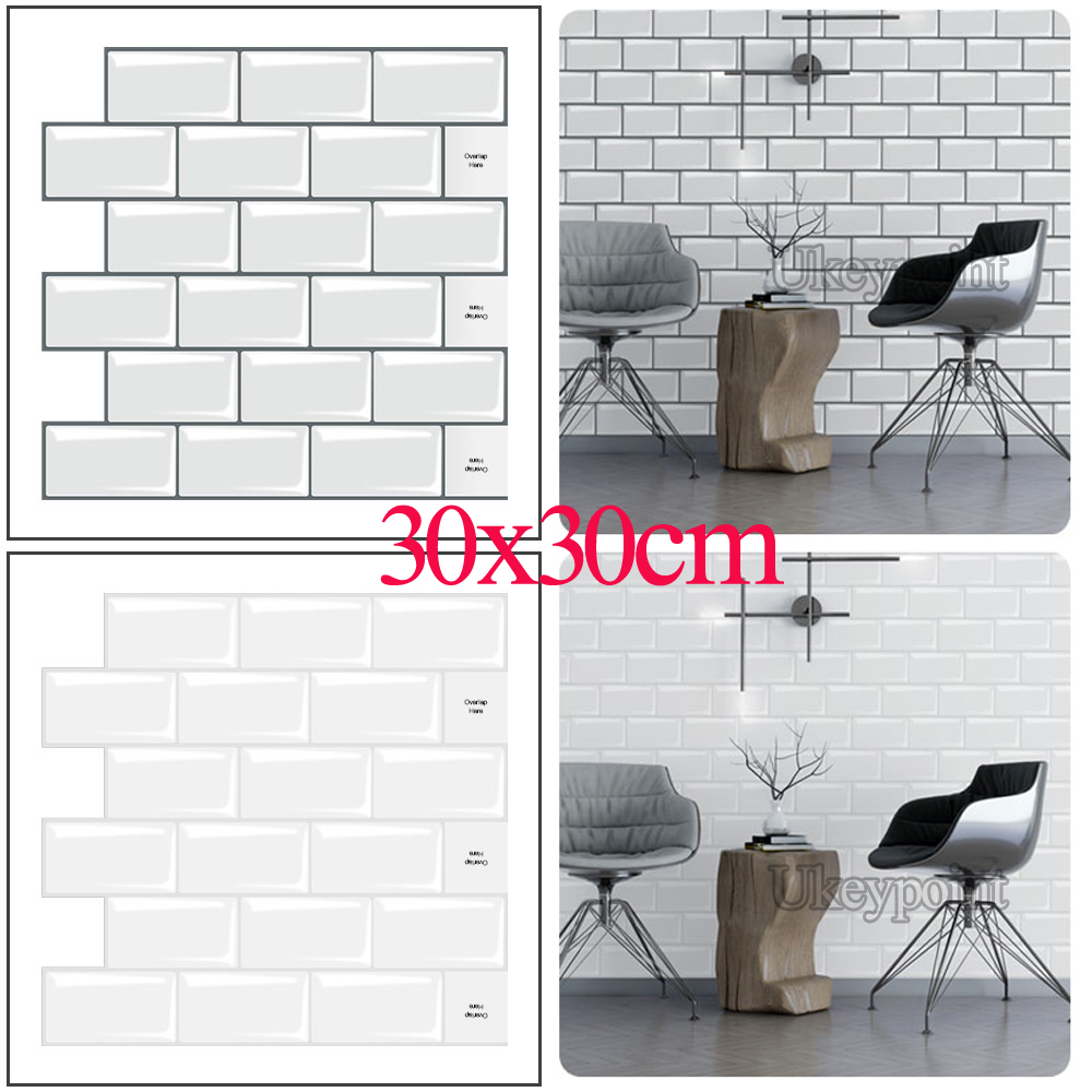 3D Self-Adhesive Kitchen Wall Tiles Bathroom Mosaic Brick Stickers Peel