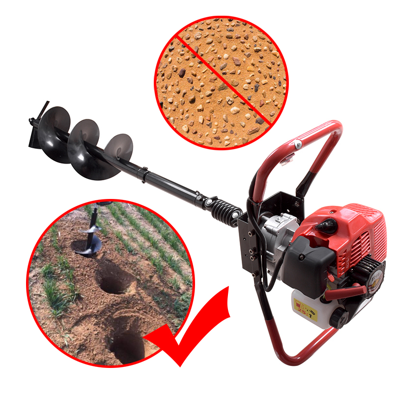 One Man 52CC Gas Post Hole Digger Fence Earth Digger W/ 4" 6" 8" 10" Auger Bits eBay