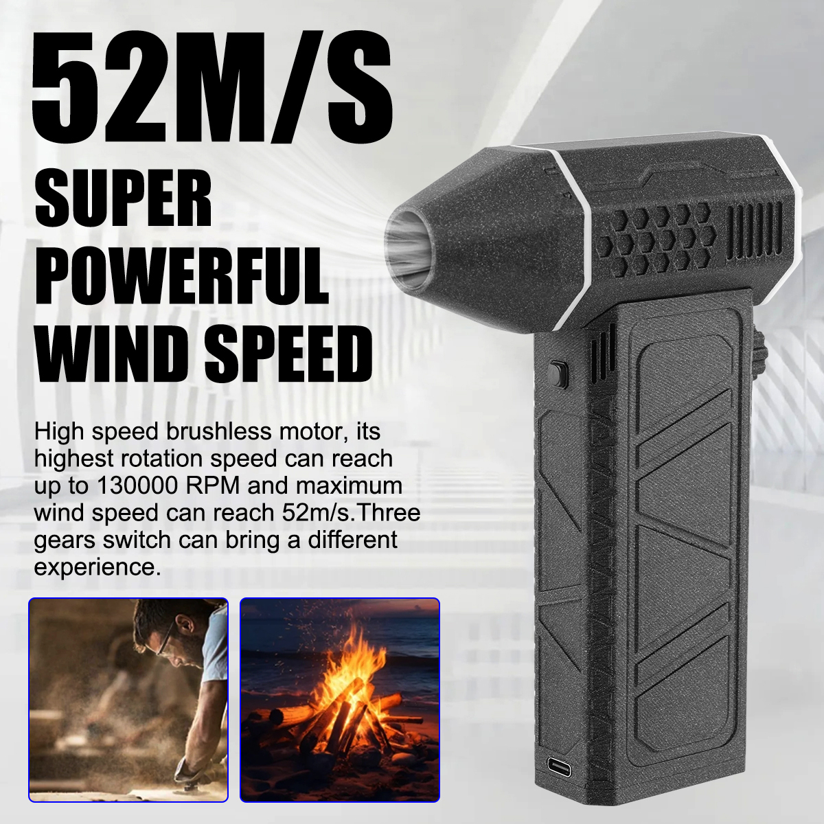 Electric Air Duster 3 Gear Adjustable Jet Dry Blower Can Reusable Can For Computer Keyboard,Outdoors - View #5