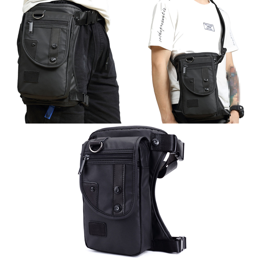 Black Oxford Cloth Waist Pack Leg Bag Travel Hiking Bag For Motorcycle Scooter