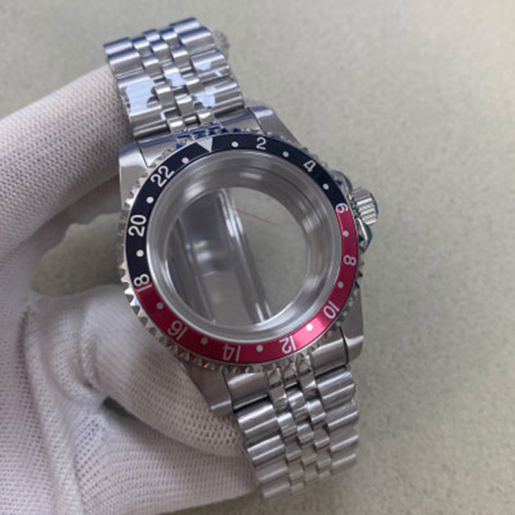 39.5MM Steel Watch Case Vintage Flat Glass Case + Strap for