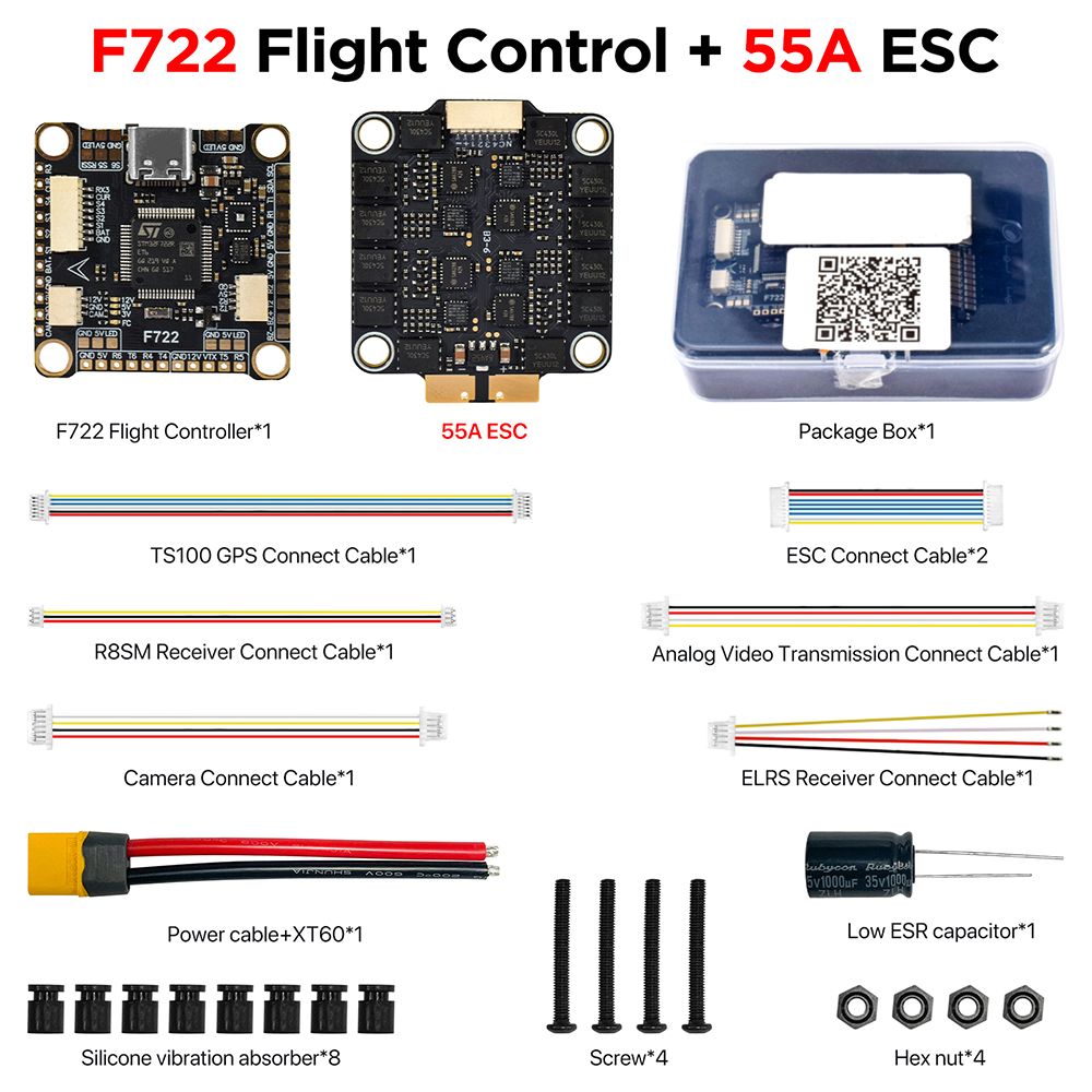 JHEMCU F722 NOXE Flight Controller 3-6S Lipo Built-in OSD