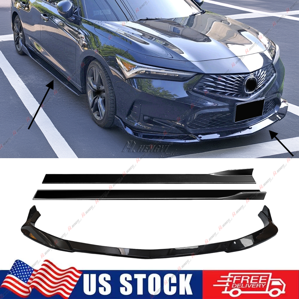 For 2023-2025 Acura Integra TR-Style Gloss Black Front Bumper Lip