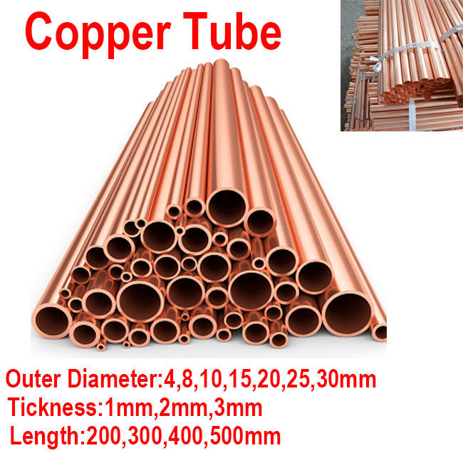 4/5/8/10/15mm OD Round Brass Tube Pipe Rod 1mm/2mm Wall 200/300/400/500mm Long 
