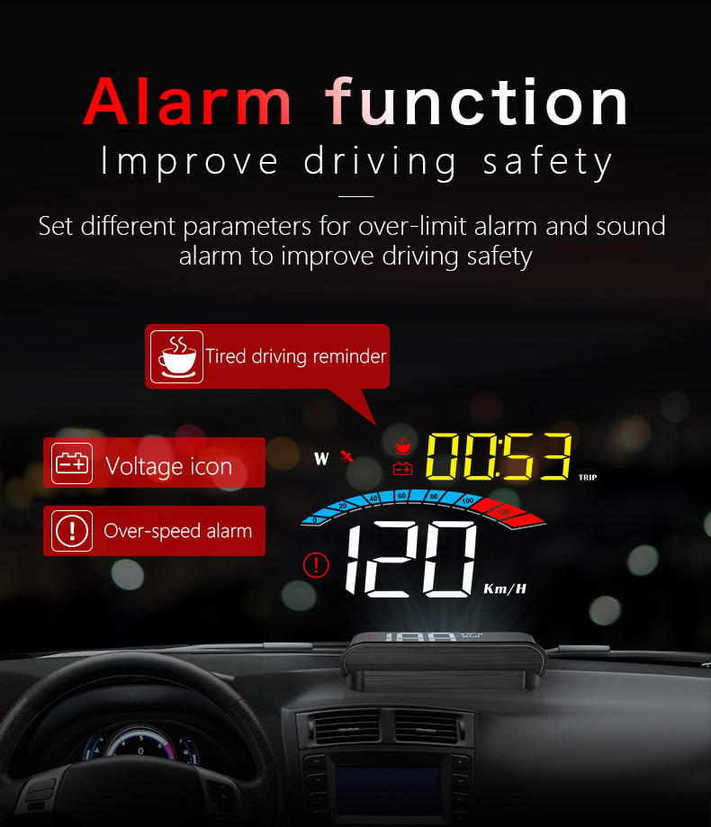 H1 Car HUD Windshield Projector Head Up Display Car Digital Speedometer Overspeed Reminder Auto Compass Navigation For All Cars
