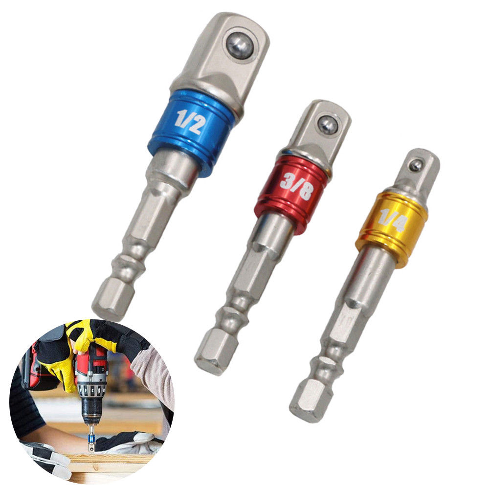 3pc Douille Embout Adaptateur Set Tige Hex à 1//4/" 3//8/" 1//2/" Impact Drill Bit Driver S