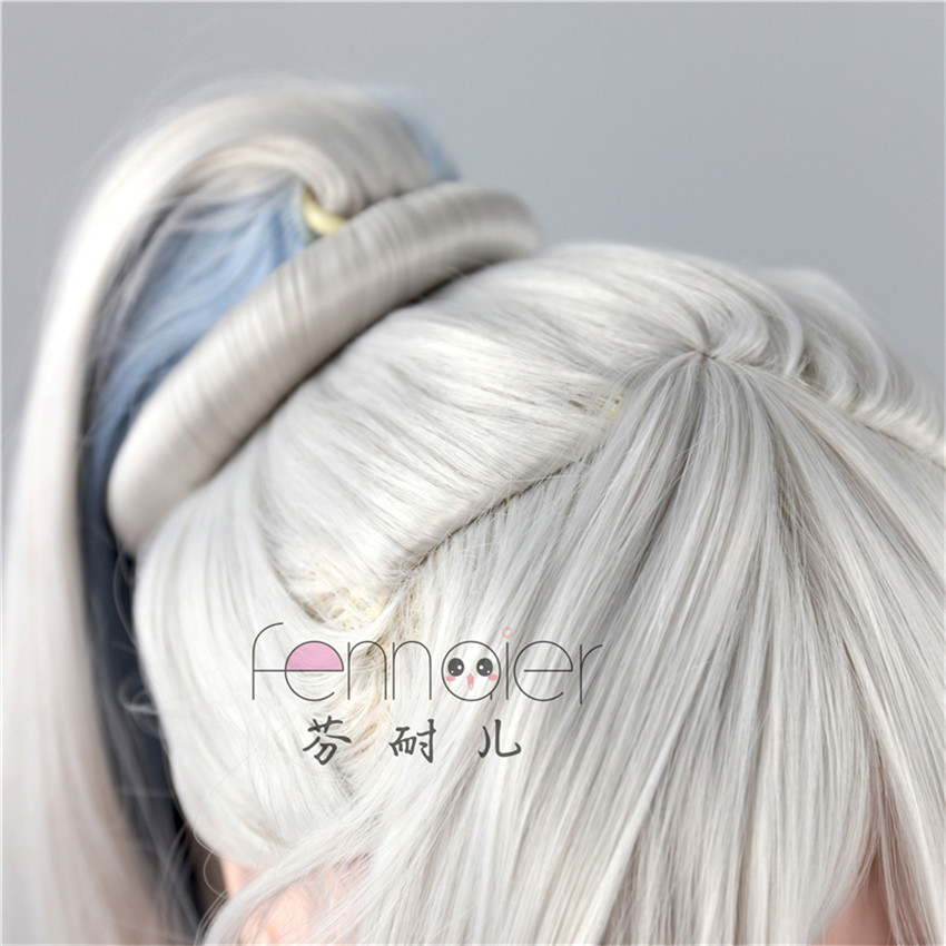 Ice Queen Silver White Gradient Light Blue Hair Cosplay Wigs Fancy