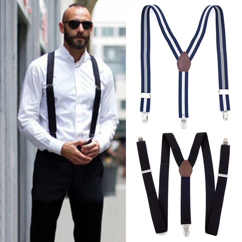 Fashion Unisex Elastic Y-Shape Braces Mens Womens Adjustable Clip-on Suspenders