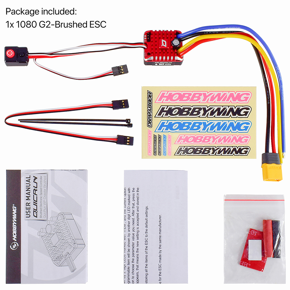 Hobbywing QuicRun WP 1080 G2 Brushed ESC for 1/10 Rc Rock