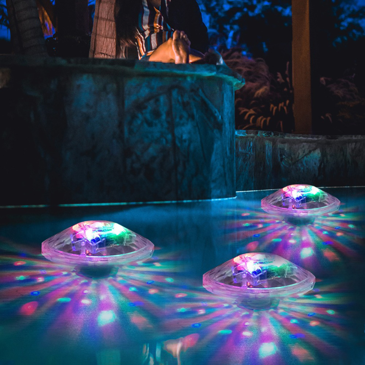 Floating Underwater Rgb Led Disco Light Glow Show Swimming Pool Hot Tub