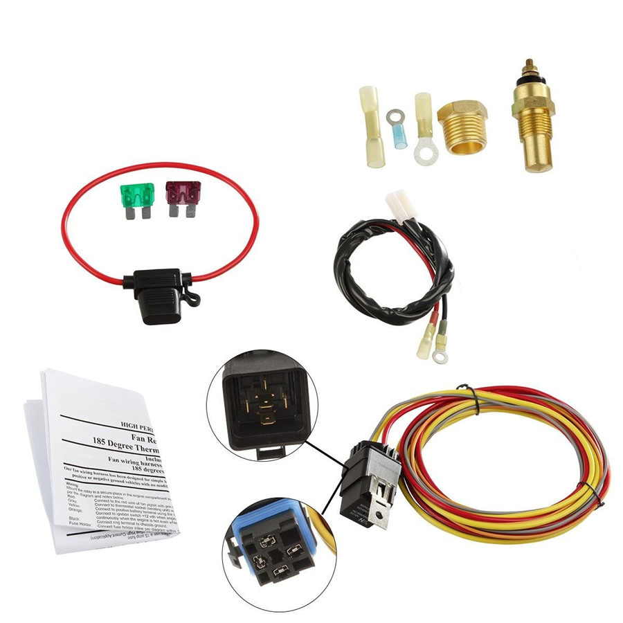 Auto Car Electric Cooling Fan Wiring Install Kit 185 165