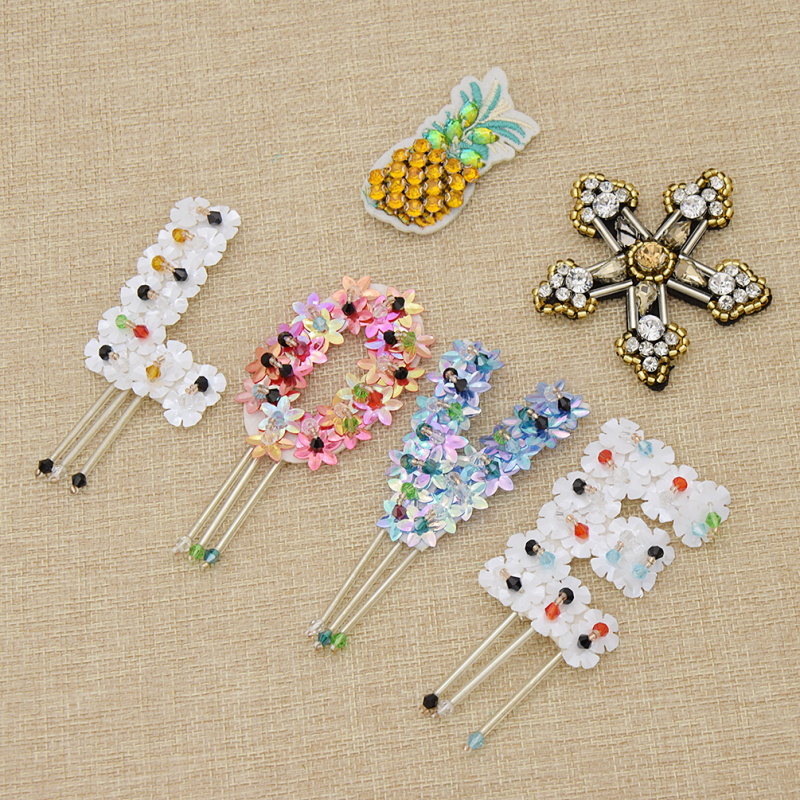 Pineapple Snowflake Rhinestone Beads Embroidery DIY Patches Cloth Sew Applique