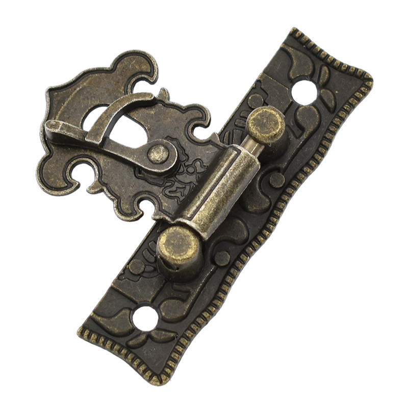 Chest Cabinet Doke Antique Vintage Lock Chinese Style Rectangle Gold