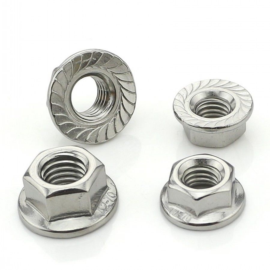 Stainless Steel Flange Nut Hex Lock Nut Flat Serrated M M M M M