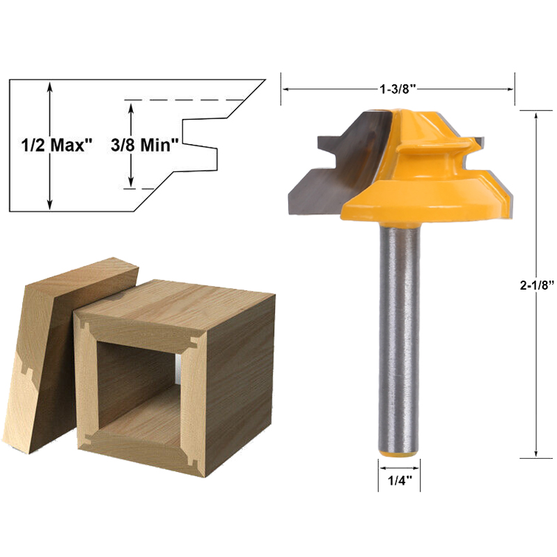 法螺貝　31cm 673g 45 Degree Lock Miter Router Bit 1/4 Inch Shank, Woodworking Joint
