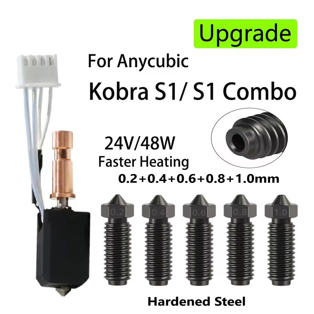 LANKEGU 6 Pieces Hardened Steel Nozzles For Anycubic Kobra 2 3D Printer