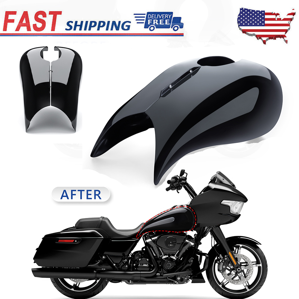 Vivid Black Stretched Gas Tank Cover For Harley Touring Street