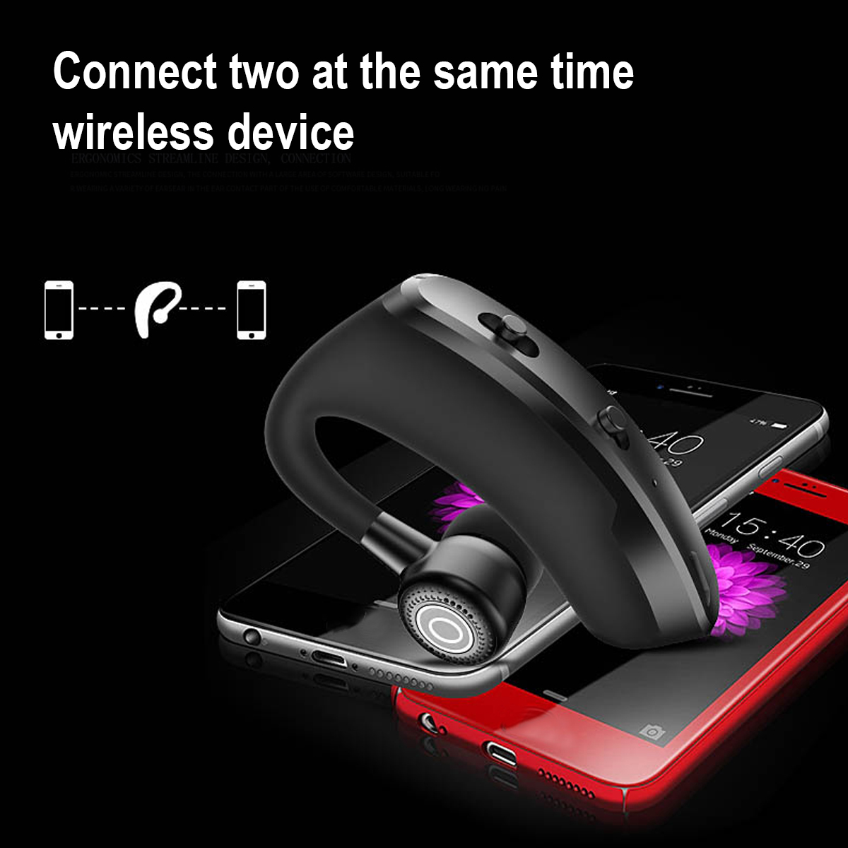 Wireless Bluetooth 5.2 Earpiece Headset Driving Trucker Earbuds