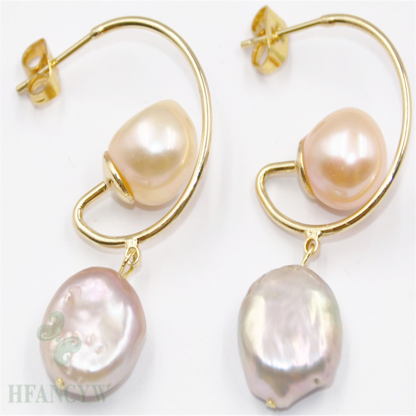 Large 14mm Baroque Cultured Pearl /& Peridot Earrings 925 Sterling Silver /'CERTIFIED/' Beautiful Earrings