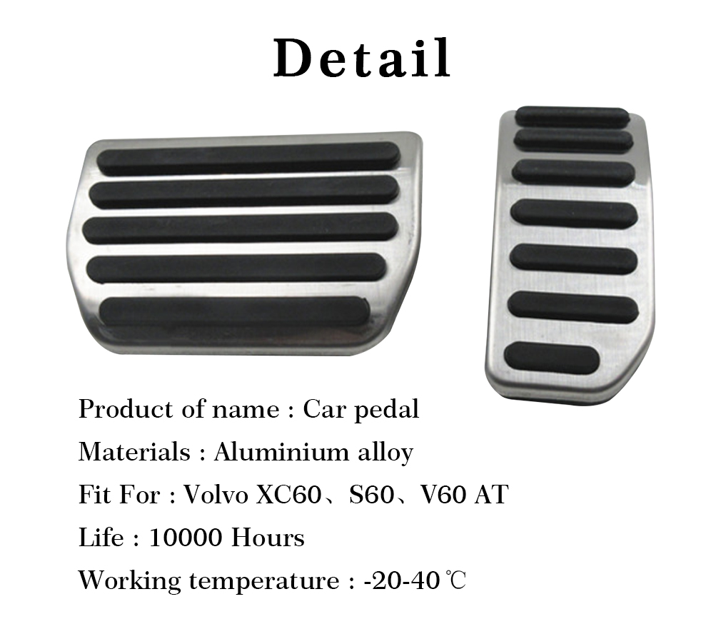 Car Aluminum Gas Brake Foot Pedal Footrest Cover Fit S60 XC60 V60 S80 2PCS ha