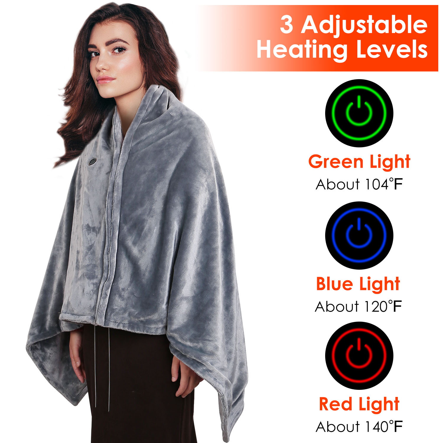 USB Heated Blanket Electric Heating Blanket Poncho Shawl Wrap