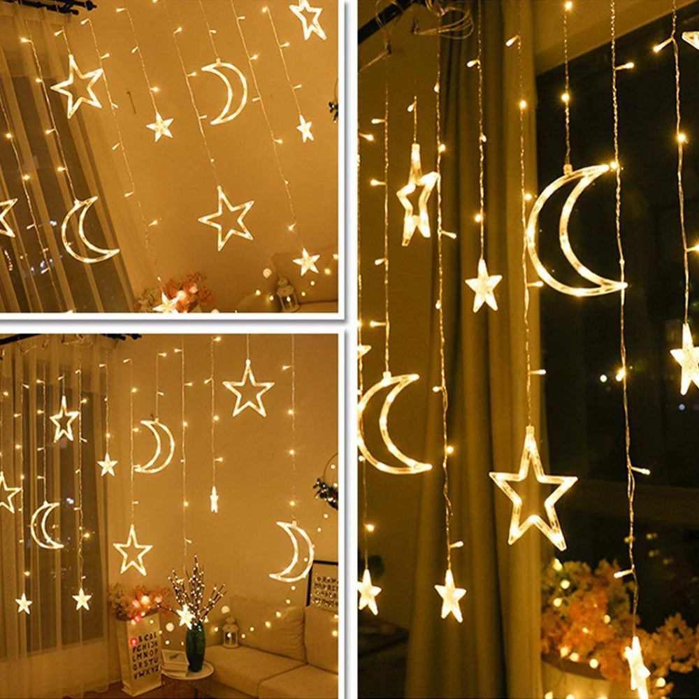 LED String Lights Star Moon Curtain Lamp Wedding Birthday Christmas Decoration