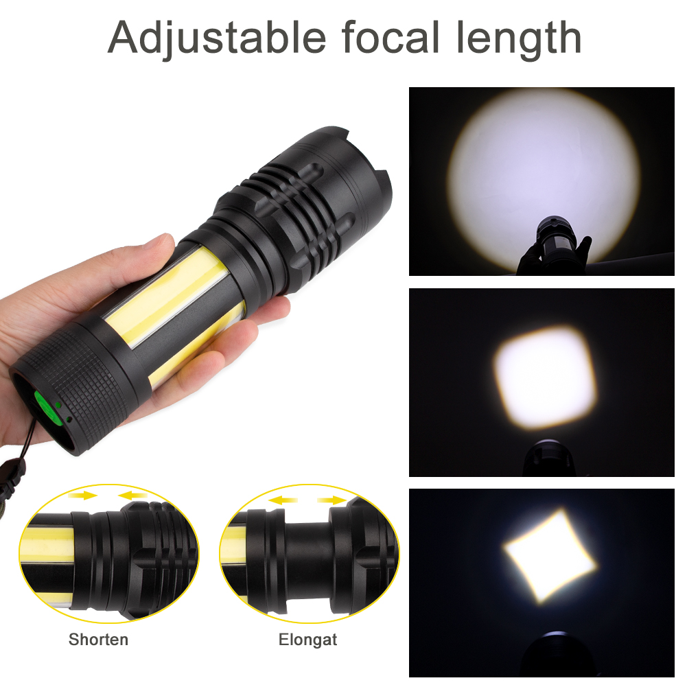 Outdoor LED Torch USB Rechargeable Flashlight Police Zoom Camping Lamp Light F
