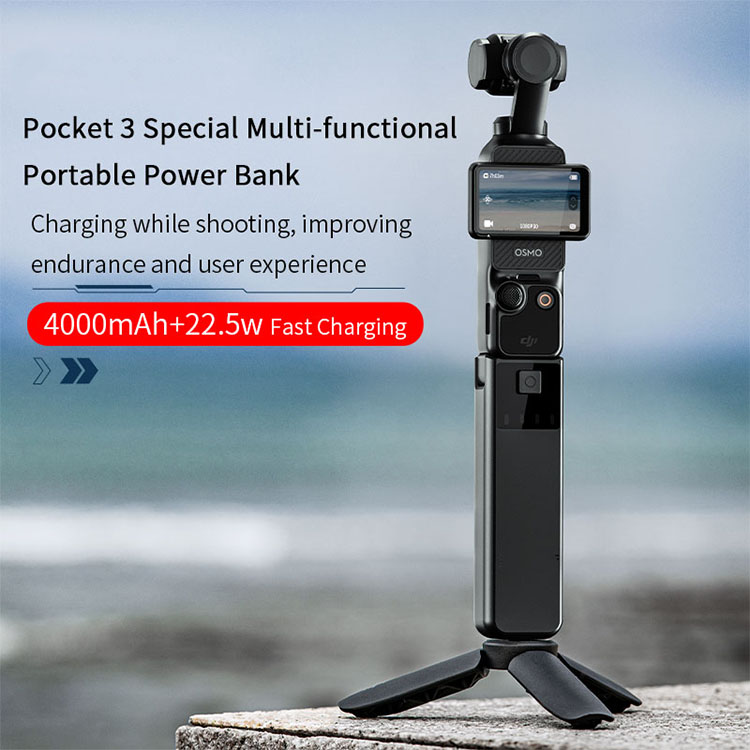 Battery Handle For DJI Osmo Pocket 3 Creator Combo Accessories Built In 4000mah Extra Battery 22 5w Fast Charging Reserved 1 4 Thread - View #2