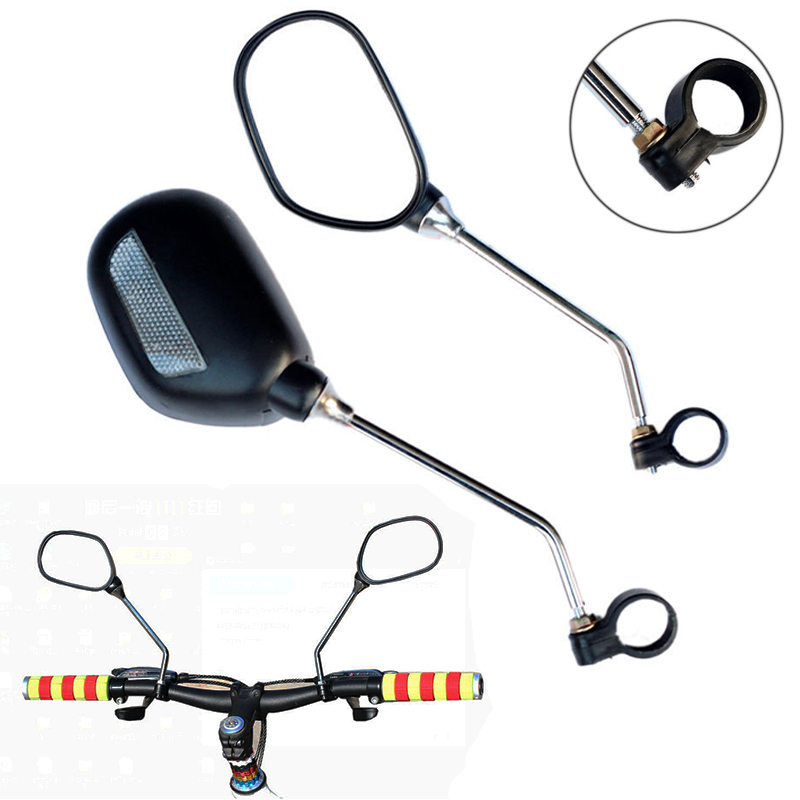 2pc Bike Bicycle Back View Mirror Rearview Rear Mirror Black Handlebar Flexible