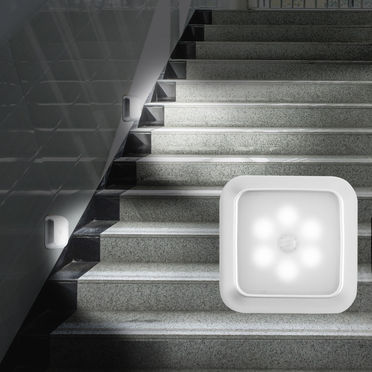 6 LED Motion Sensor Light Wireless PIR Stair Lamp Night Lights