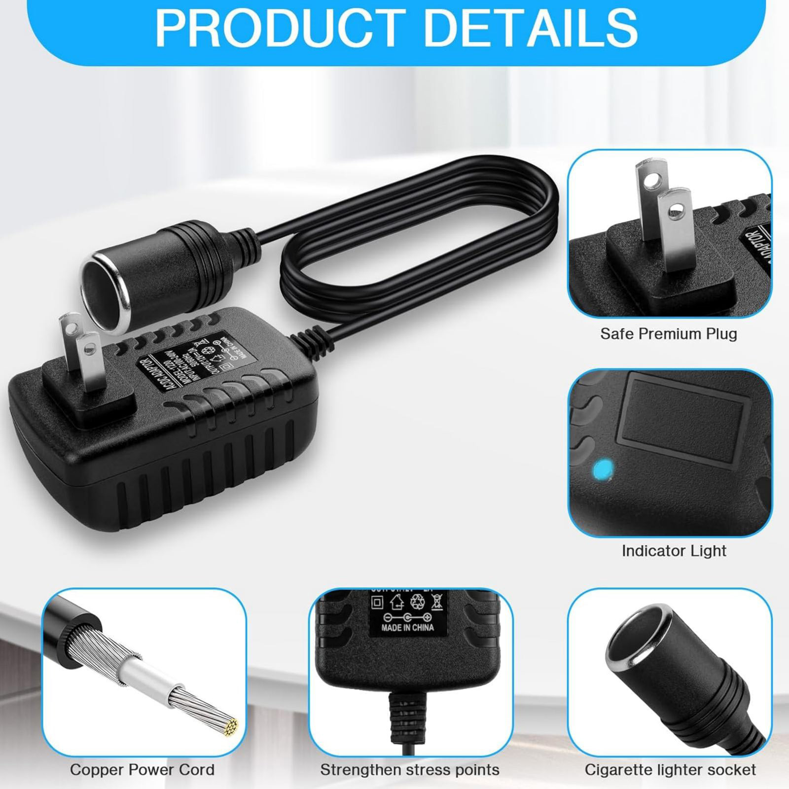 100 cigarette adaptor Car Cigarette Lighter Converter Built-In Fuse Prevents From Overvoltaging