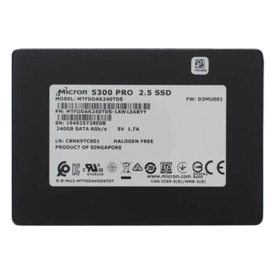 thumbnail image 2 of Micron 5300 PRO 240GB 2.5" SATA III SSD – MTFDDAK240TDS – Refurbished, HPE Compatible 2 of 5
