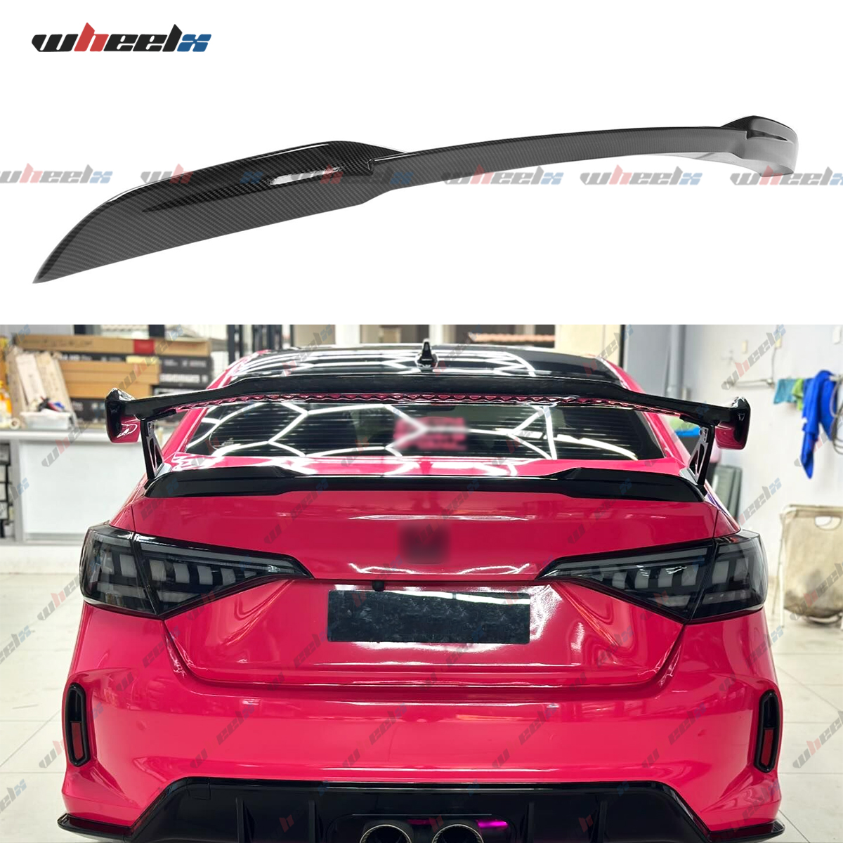For 2022-2023 24 2025 Honda Civic Sedan Rear Tail Trunk Spoiler Wing Lip Black