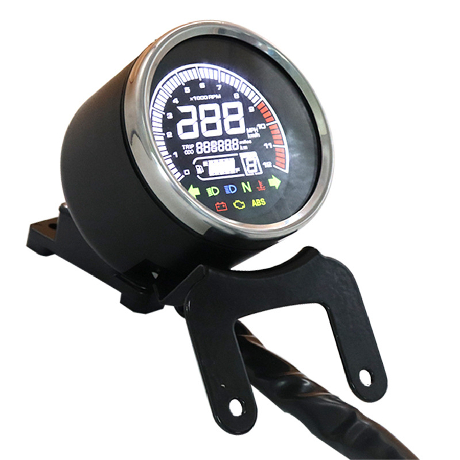 Universal Round Digital Motorcycle Speedometer Odo Tacho ...