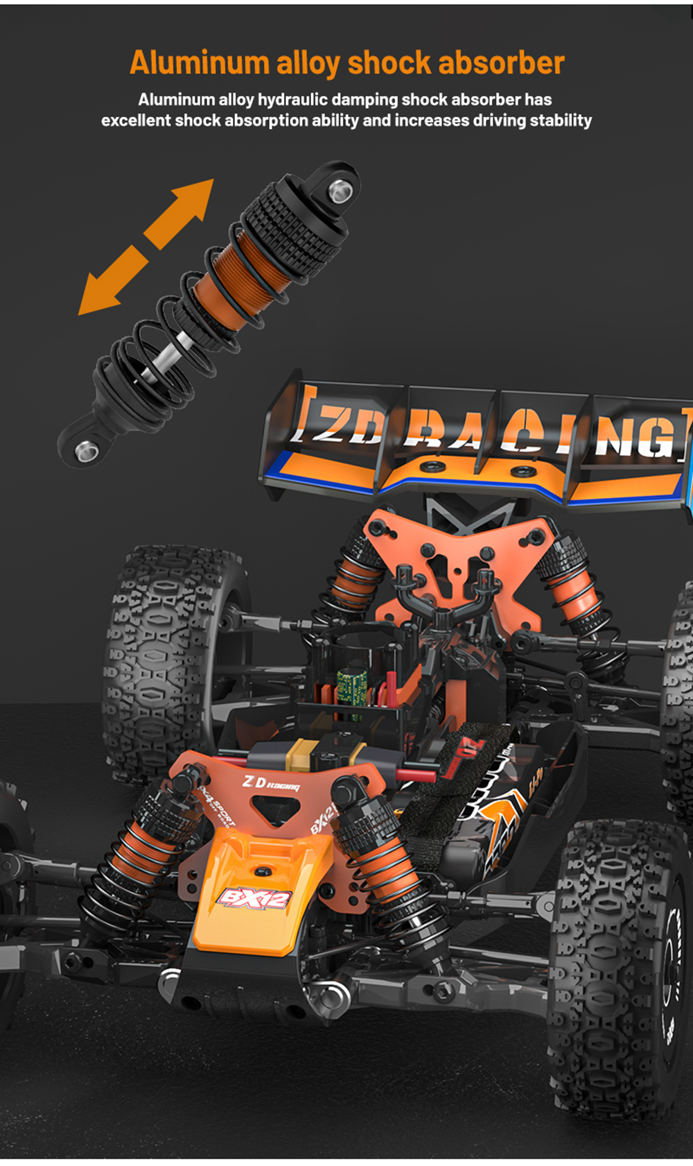 ZD Racing BX-12 Car Vehicle 2.4GHz 70KM/H High Speed 1/12