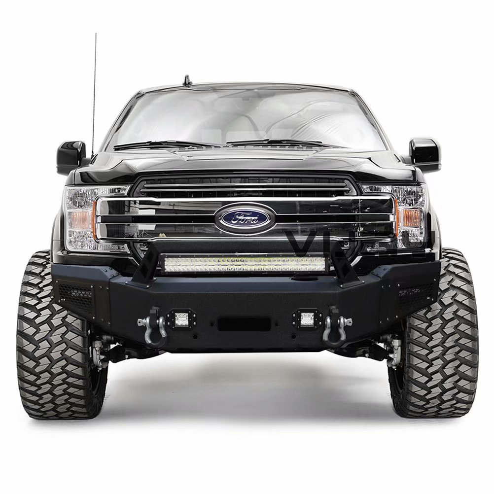 Black Front Bumper w/5xLED Lights + Winch Plate+DRings For 20182020 Ford F150 eBay