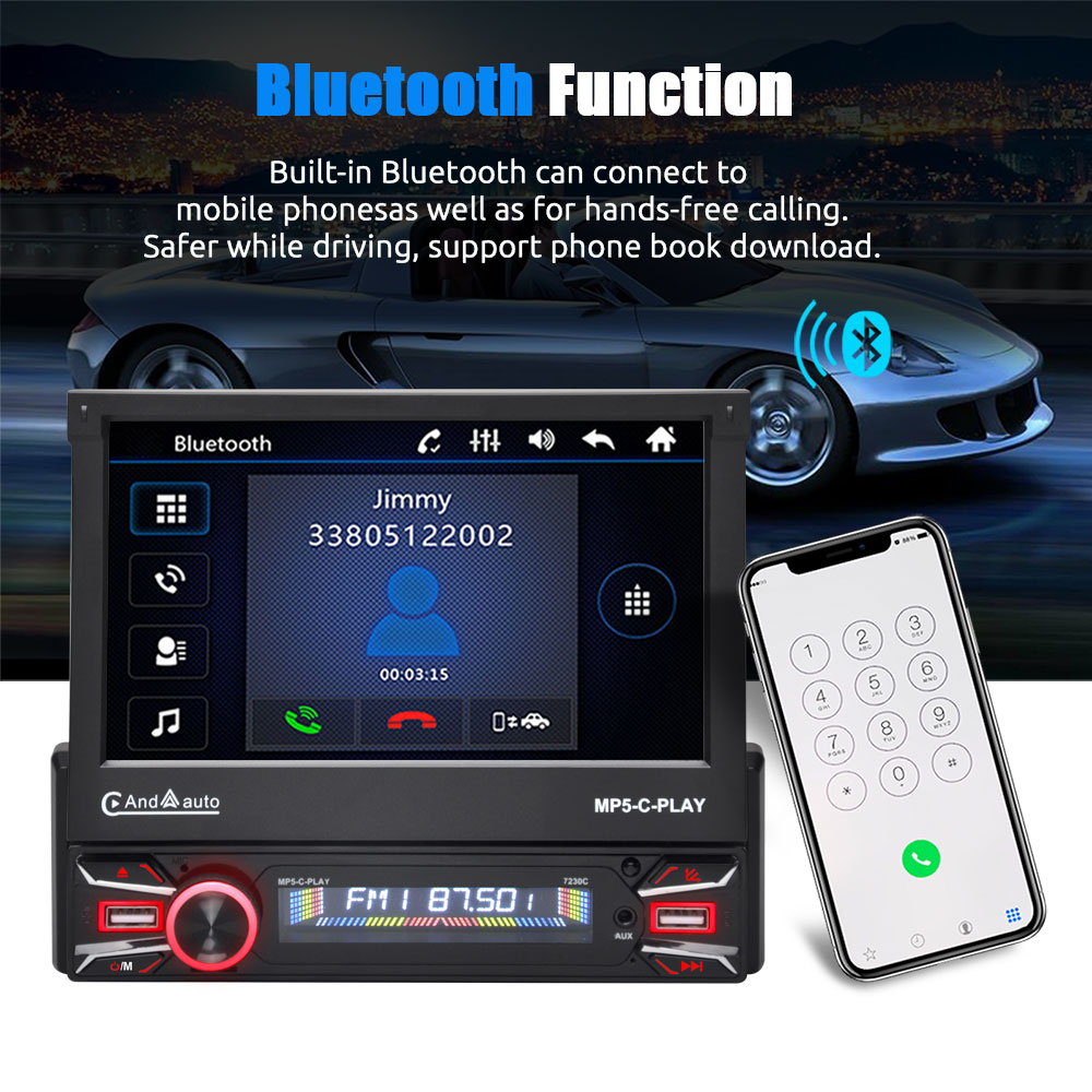 7インチHDスクリーンCarplayUSB Bluetoothリバースカメラ付き HD