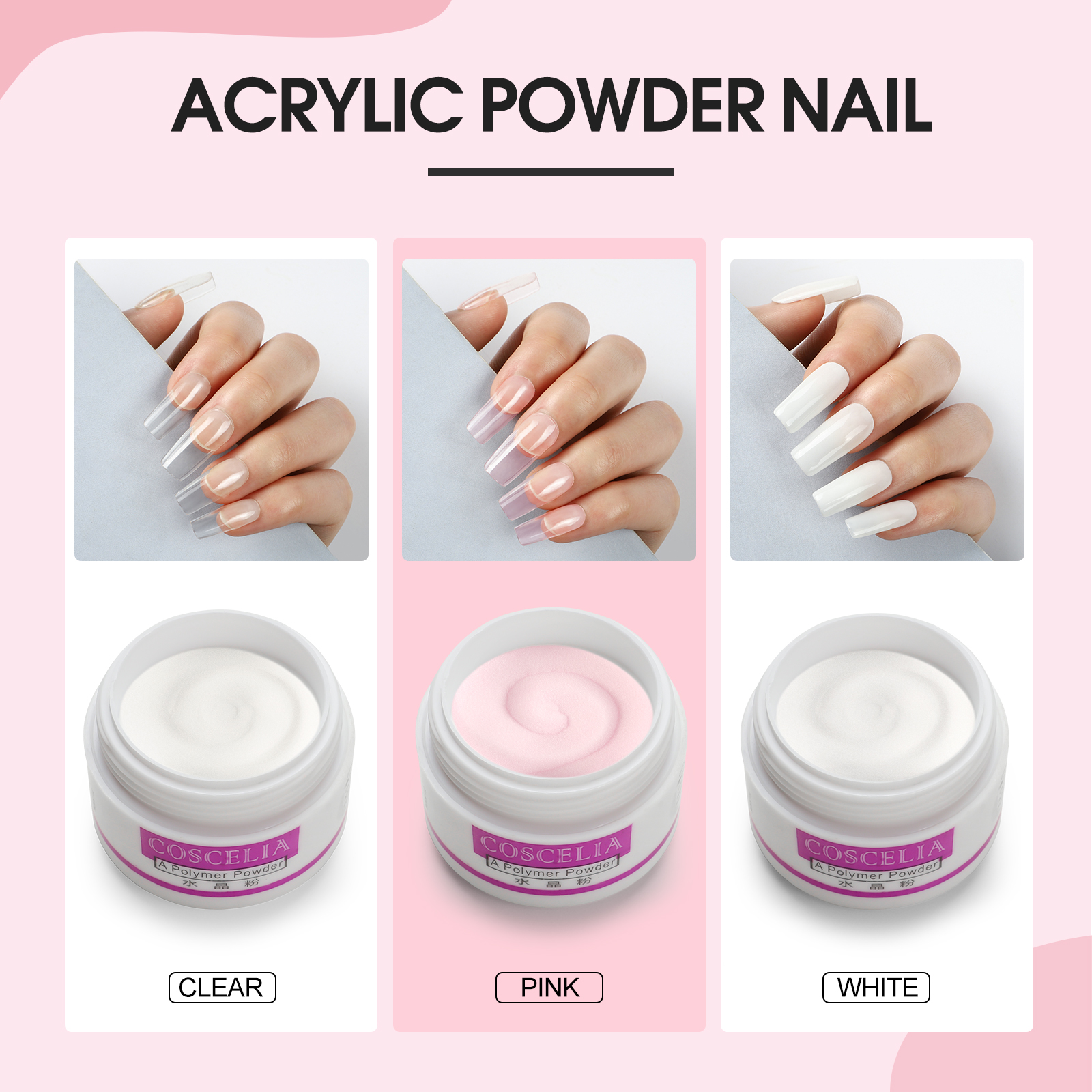 Full Acrylic Powder Nail Set Nails Art Starter Manicure Kit False Nail Tips  UK