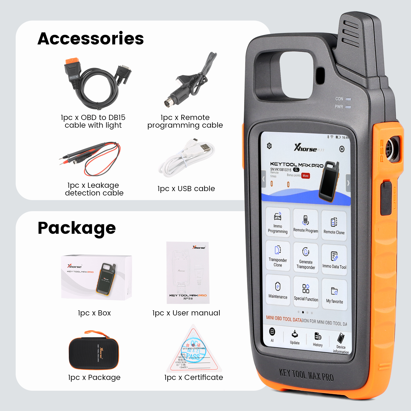 Xhorse VVDI Key Tool Max PRO IMMO Remote Programmer With 10x VVDI