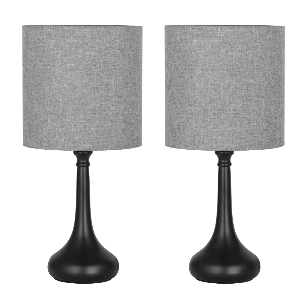 Details About Set Of 2 Bedside Table Lamps Bedroom Office Living Room Night Read Light Gray