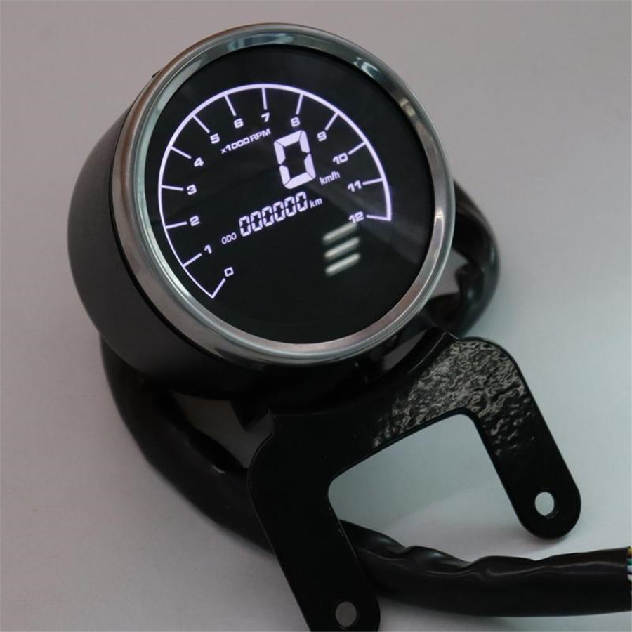 Universal Round Digital Motorcycle Speedometer Odo Tacho