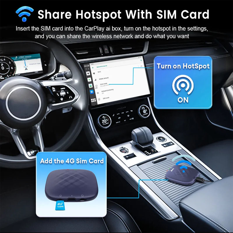 8+128G Android 13 Wireless Carplay AI Box SIM Card Car
