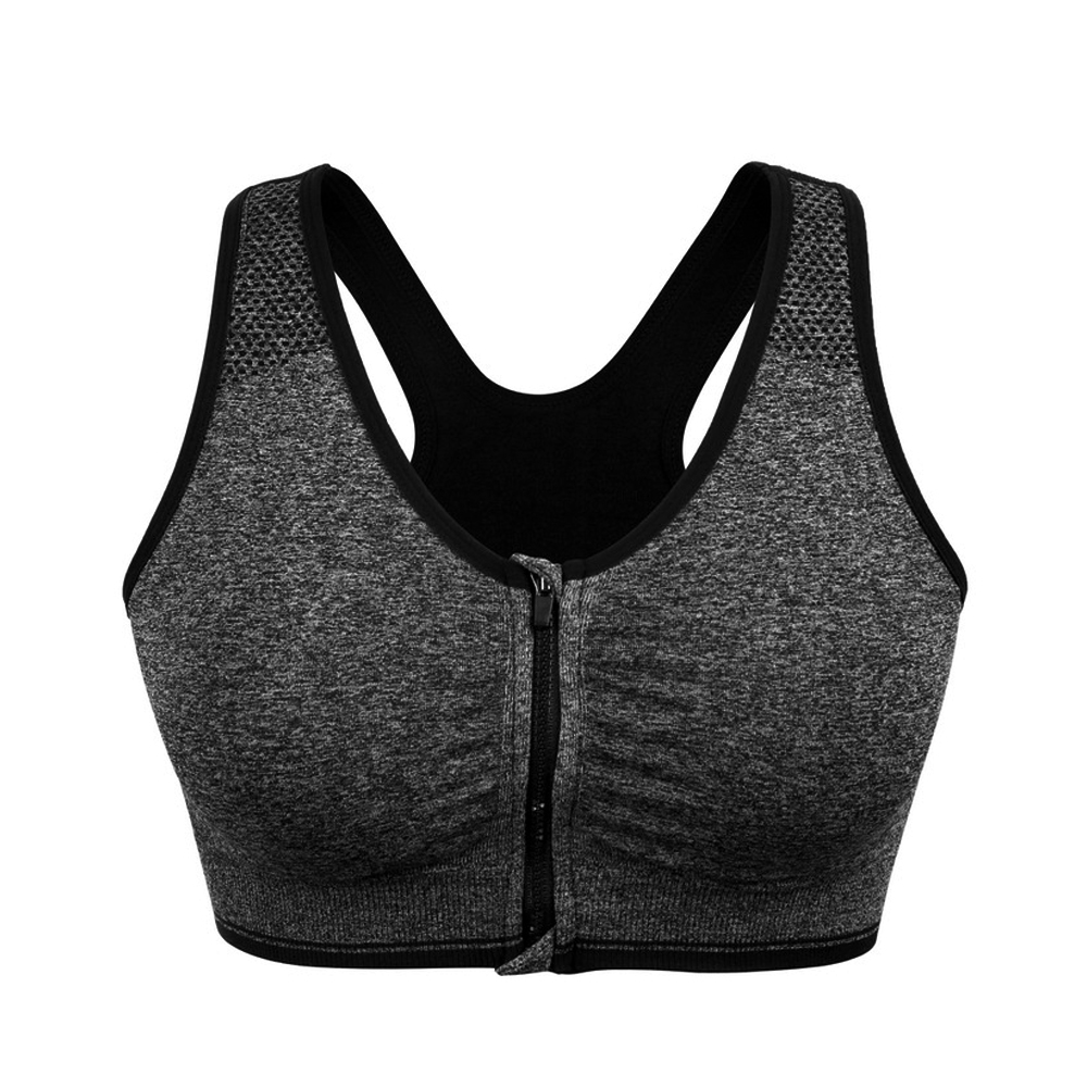 Sports Bra Padded Womens Ladies Front Zip Yoga Cami Push Up Vest