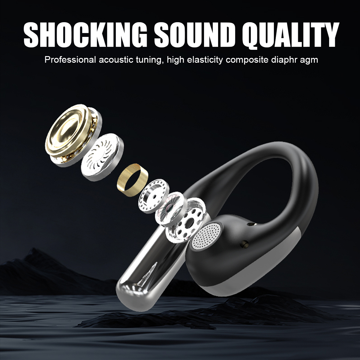 Over The Ear Earbuds Earhook True Wireless Open Earphones Bluetooth 5.4 New_voghion.com