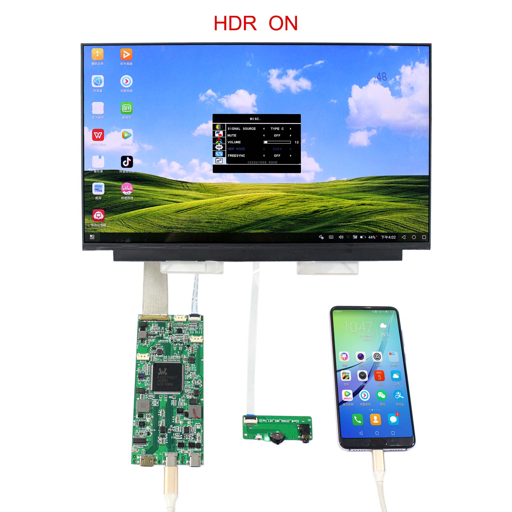 type c hdmi lcd controller board