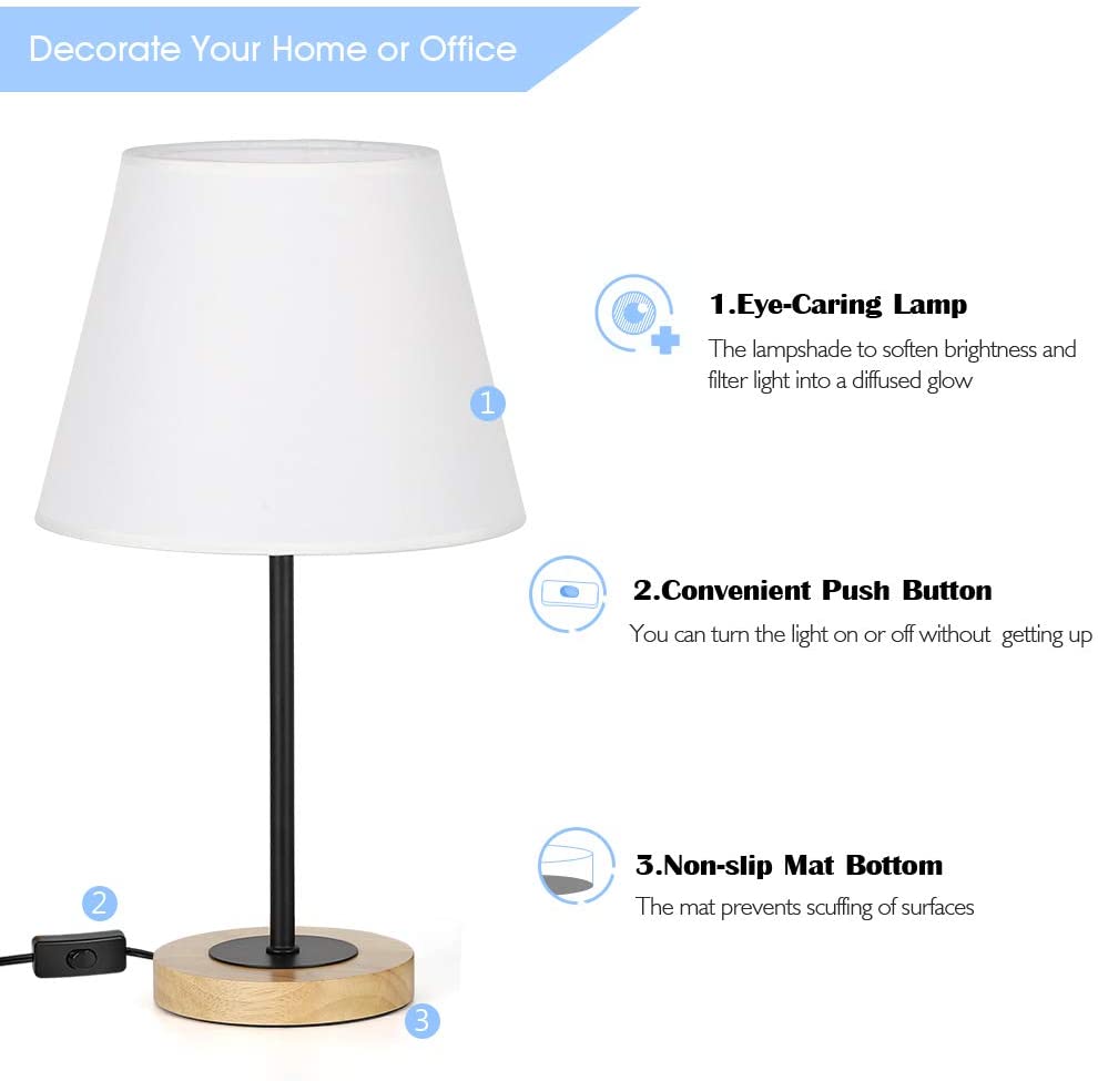 Small Table Lamps Set of 2 Bedside Desk Lamp for Bedroom ...