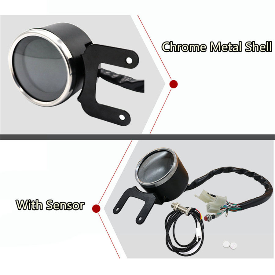 Universal Round Digital Motorcycle Speedometer Odo Tacho