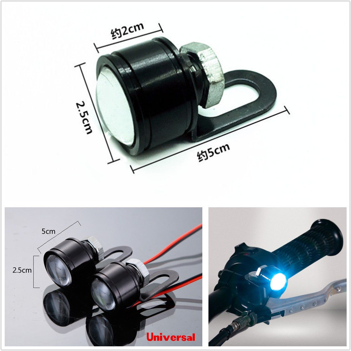 2*Car Motorcycles Spotlight Ice Blue LED Headlight Daytime Running Light Driving