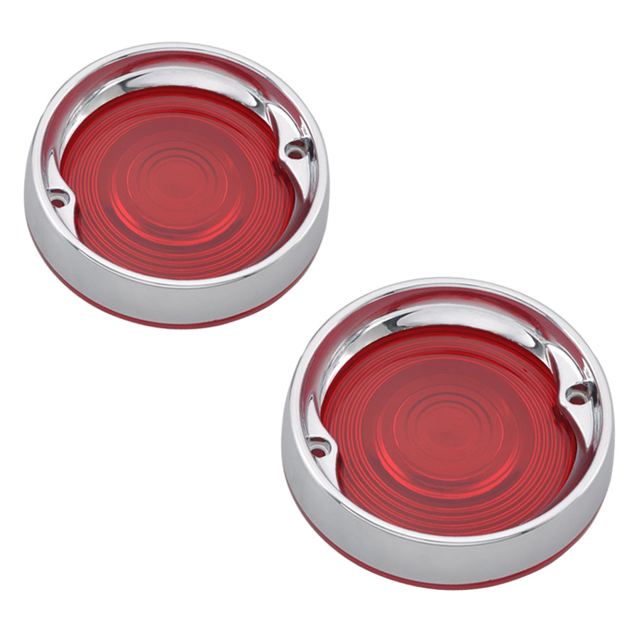 31/4" Turn Signal Bezels Red Lens For Harley Touring Tour Road Glide